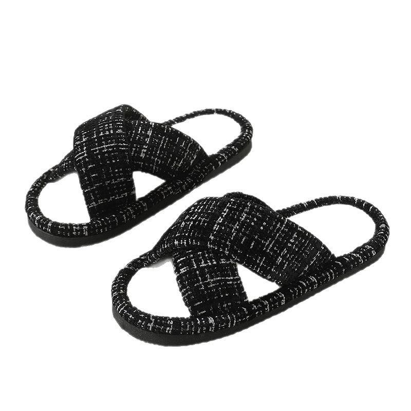 Breathable sweat-absorbing linen slippers women's home indoor silent non-slip Japanese four-season hospitality cotton and linen slippers men