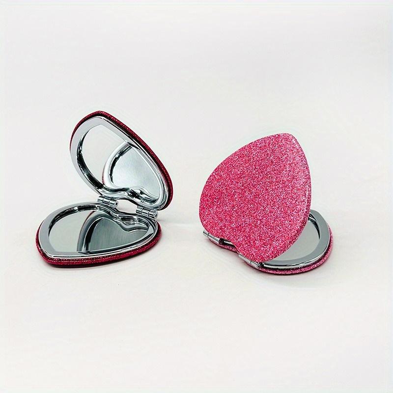 1PC Heart Shape Loose Powder Double Sided Makeup Mirror Portable for Birthday Wedding