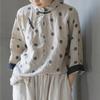 Chemises Vintage en lin pour femmes, hauts à manches longues, à pois, chemisiers à boutons de Style chinois, printemps