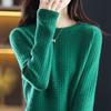 Spring and Autumn New Sweater Women's Foreign Style Long Sleeve Top Women's Versatile Crew Neck Loose Knitted Bottom Shirt