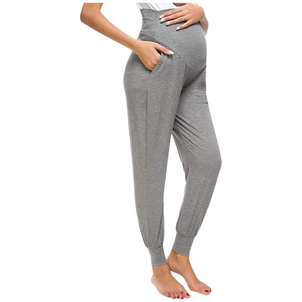 Women's High Elasticity Pregnant Supporting Abdomen Pockets Sports Yoga Pants