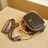 Fashion retro high-end handbag popular women's bag casual commuting versatile small round bag plaid shoulder bag