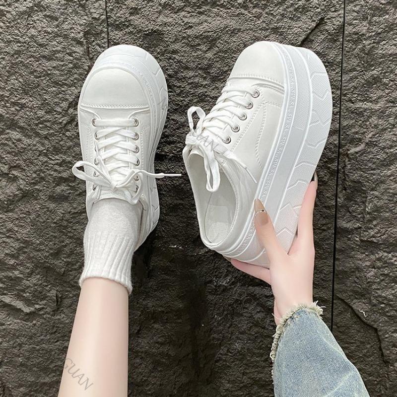 Fashion Baotou Sneakers Half Slipper Women Spring Summer Shoes Casual Slip on Thick Bottom Fashion Casual Lazy Women Vulcanize Shoes