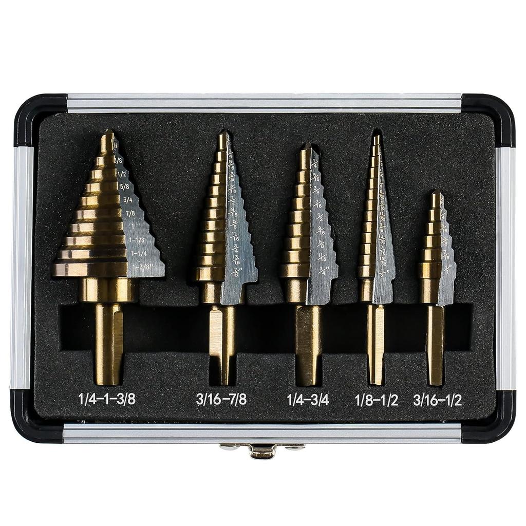 HSS 4241 Cobalt Multiple Hole 50 Sizes Step Drill Set Tools Aluminum Case Metal Drilling Tool for Metal Wood Step Cone Drill Bit