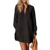 Abito a camicia da donna a vestibilità larga, manica lunga, collo Henley, tunica casual, tessuto leggero e confortevole
