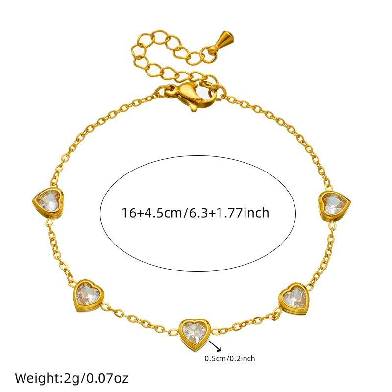 Gold Plated Heart Cubic Zirconia Jewelry Set Necklace Bracelet Earrings