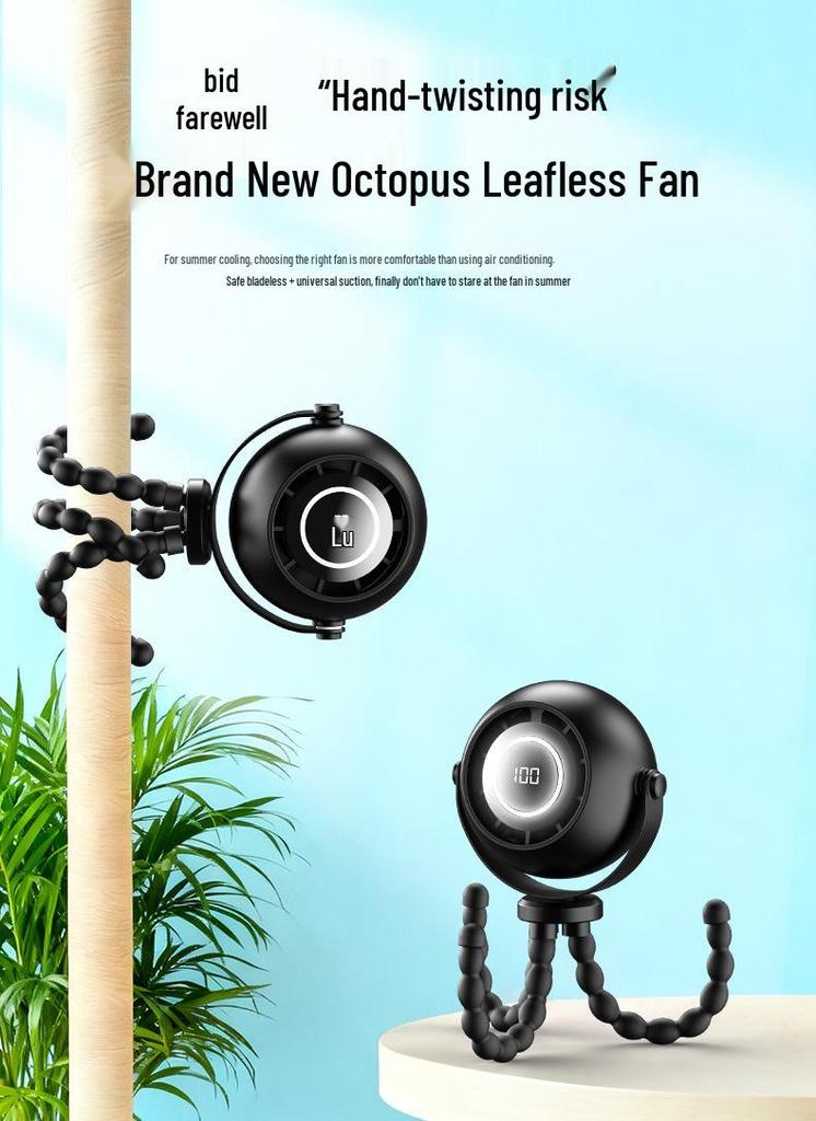 Silent Handheld USB Rechargeable Portable Octopus Mini Fan for Strollers