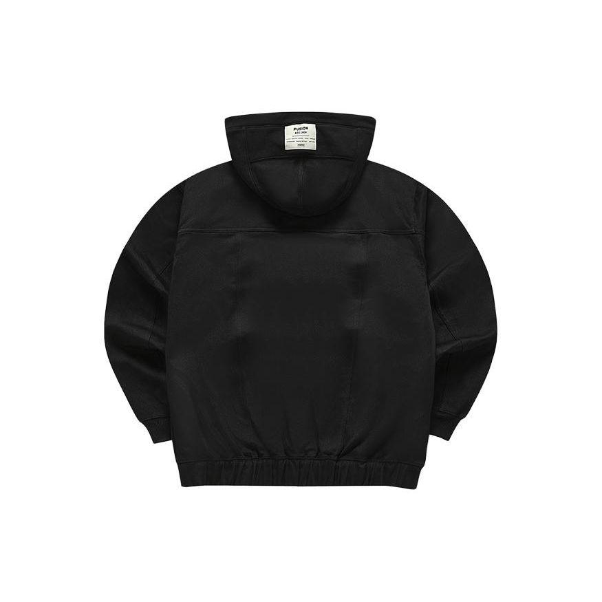 Fila Fusion Solid Color Zip-Up Hooded Loose Jacket Unisex Jackets Black T11U413506F-BK