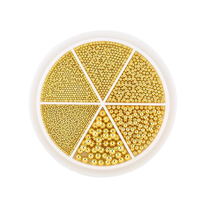 6 Grid Small Steel Ball Nail Art Jewelry Metal Gold Silver Rose Gold Nail Art Steel Ball Small Nail Art Jewelry Mixed