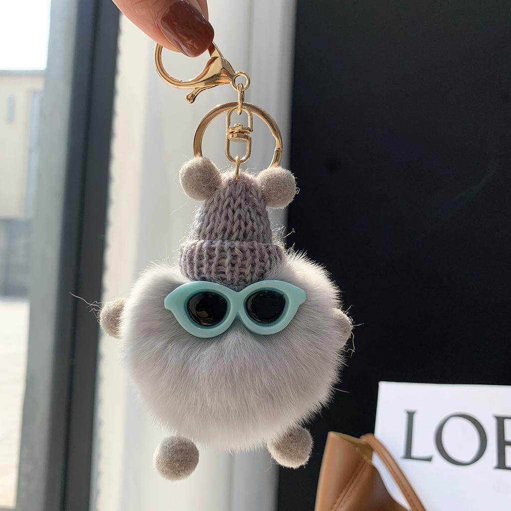 Real Rex Rabbit Hair Coal Ball Elf Ins Internet Celebrity Cute Bag Pendant Plush Doll Car Keychain Pendant