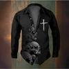 Men's Geometric Pattern Printed Long Sleeve Shirts Casual Cardigan New Button Holiday Fashion Shirts