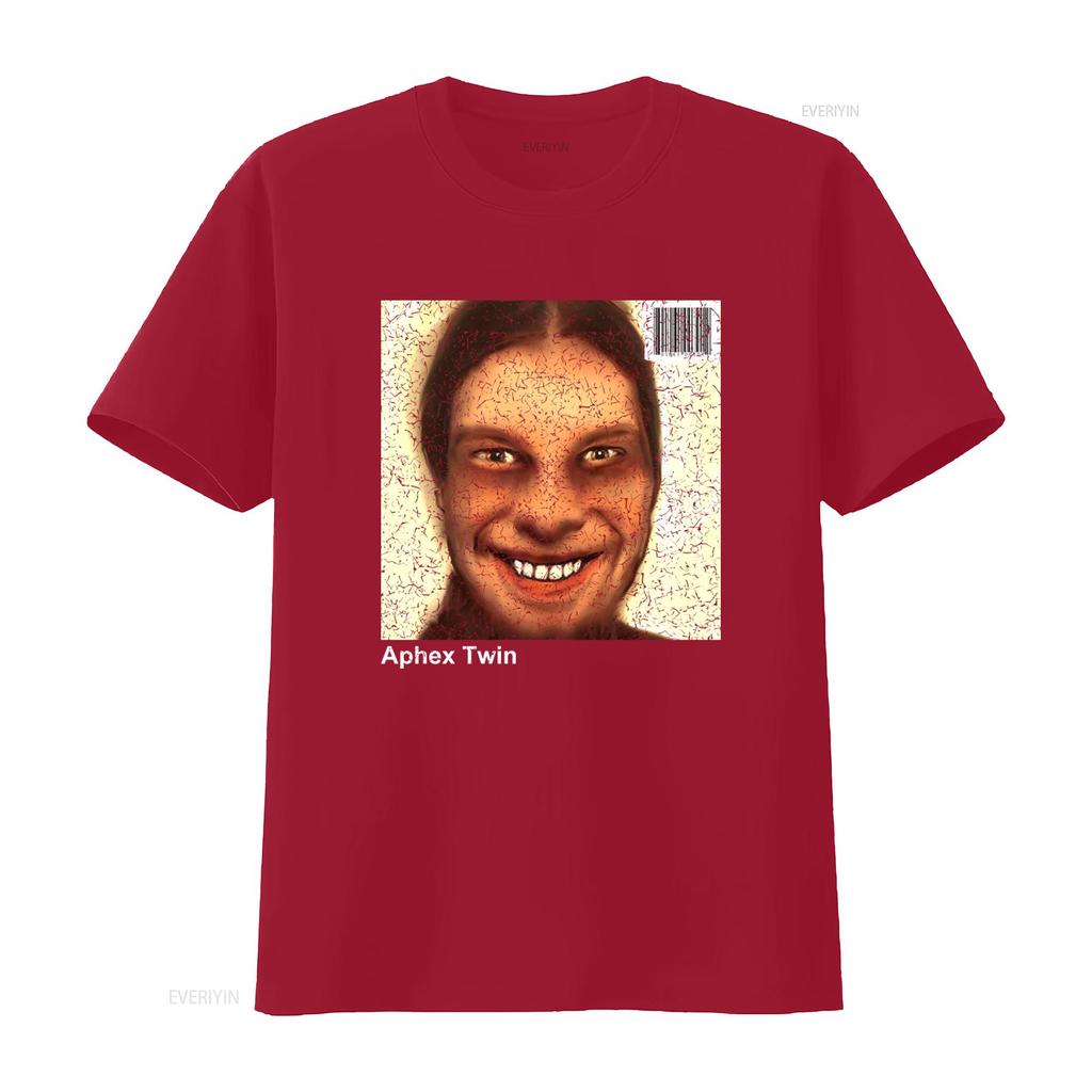 Retro Aphex Twin 1990er Album Cover T-Shirt Vintage Stil Druck für Musikliebhaber Vintage Gewaschenes Oberteil für den Alltag Mann