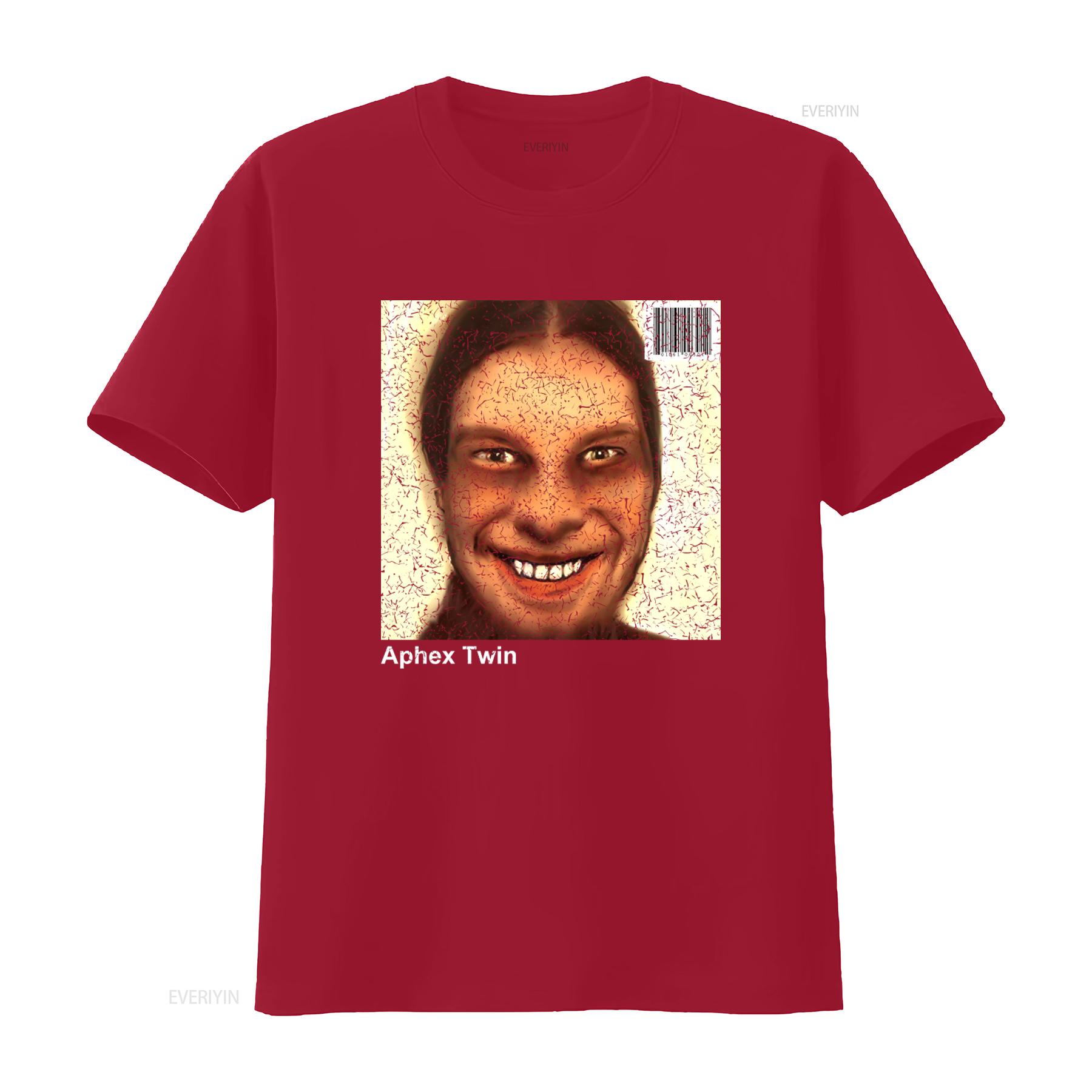 

Retro Aphex Twin 1990s Album Cover T Shirt Vintage Style Print for Music Lovers vintage Washed Top For Everyday Wear homme S
