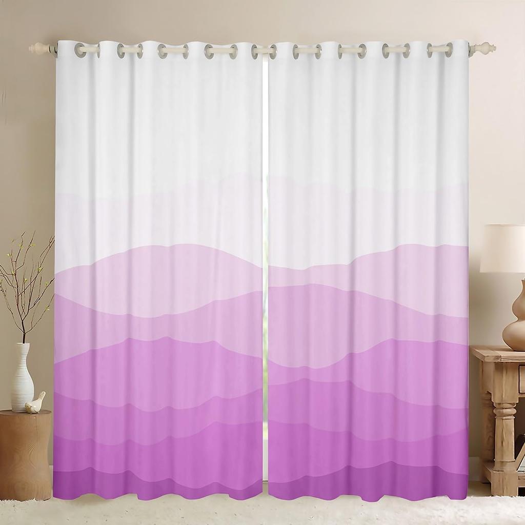 Wave Gradient Curtain Panel Ombre Window Women Teen Room Dorm Abstract Geometric Treatments Drapes With Light Blocking Polyester