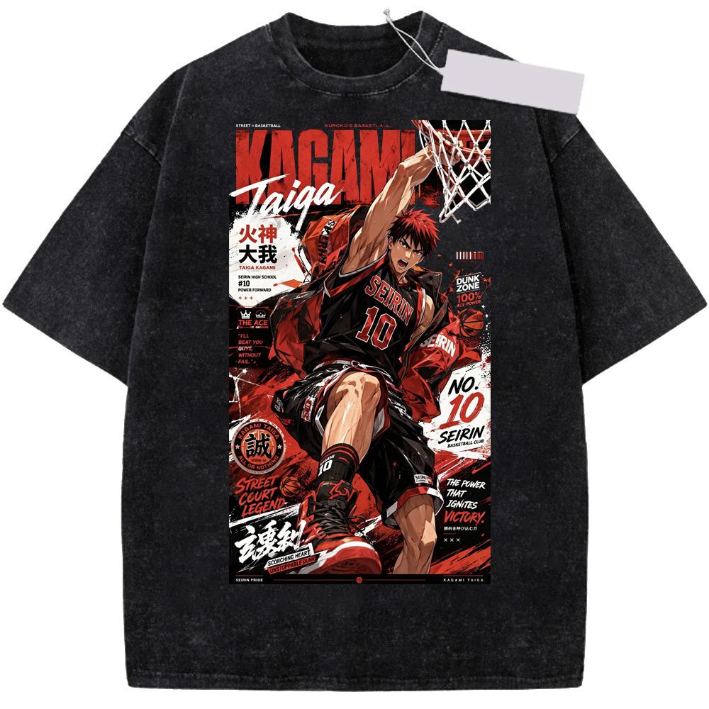 Anime Koszykówka Kuroko No Basket Kagami Taiga Koszulki z Krótkim Rękawem Prane Topy Koszulki Streetwear Oversize Męskie Damskie T Shirt