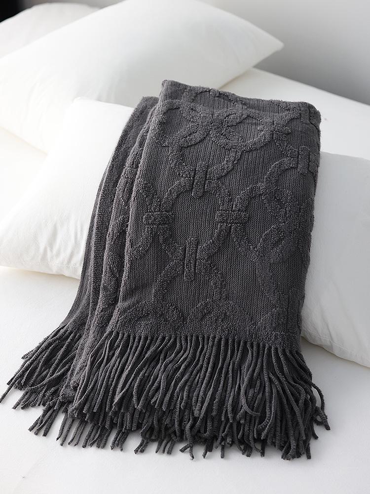 Runner da letto e coperta in maglia nordica - Tessuto morbido, sciarpa decorativa per letto o divano