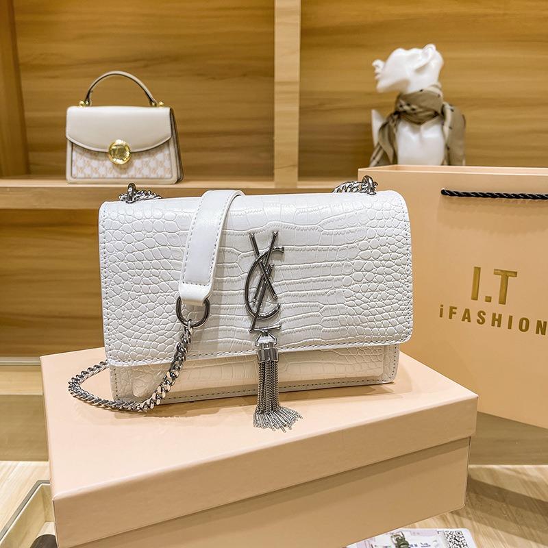 Poplar Forest Leather High-end Bag New Shoulder Chain Fringed Small Square Bag Versatile Messenger Women's Bag