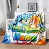 Soccer Fun Bluey Customize Text Blanket Throw Personalized Blanket Soft & Cozy Versatile for Bed Office Chair Couch Seaside Four Seasons Universal