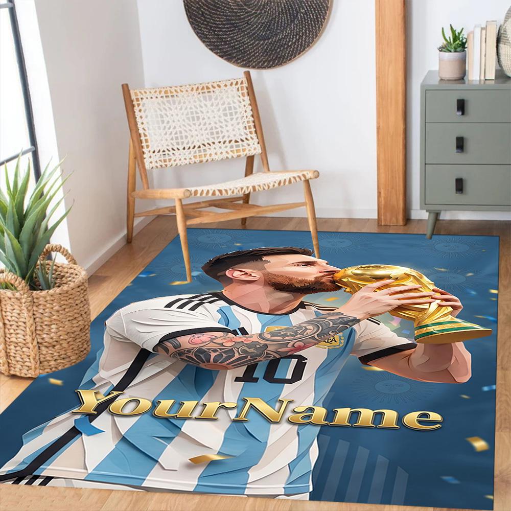Messi 18 Personalized Text Floor Rug Office Rug Suitable for Bedrooms Outdoor Playrooms Dormitory Anti-slip Rug Anime Office Decor