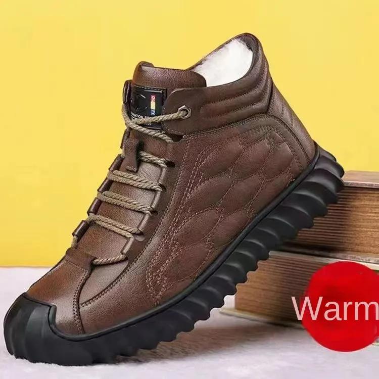 Herren Praktische Baumwollschuhe Winter Neue Warme Plus Kaschmir High Top Warme Baumwolle Dickere Vater Schuhe Herrenschuhe