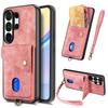 Luxury Fashion Card Holder Strap Leather Phone Case For Samsung S26 Ultra S25 S24 Plus S23 A17 A07 A57 Shockproof Stand Cover