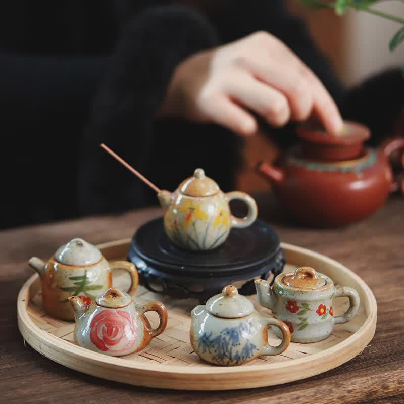 Hand-Painted Ceramic Mini Teapot & Tea Pet Incense Holder