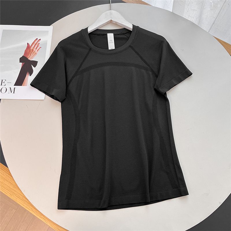 

Sports Fitness Short Sleeve Women s Quick-Drying Running Summer New Arrival Training Top Elastic Skinny Slimming Yoga T-shirt L339 Black M