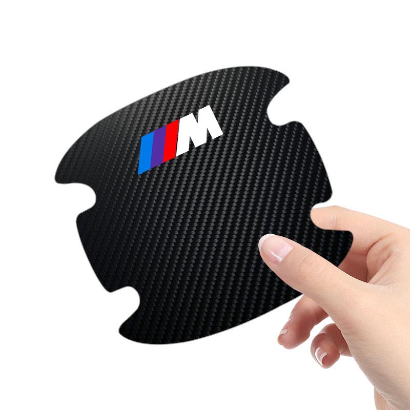 4PCS Car Door Handle Protection Sticker Emblem Car Decoration Styling For BMW M E34 E36 E60 E90 E46 E39 E70 F10 F20 F30 X5 X6 X1 M3 M5 M6 E71 F01 F02