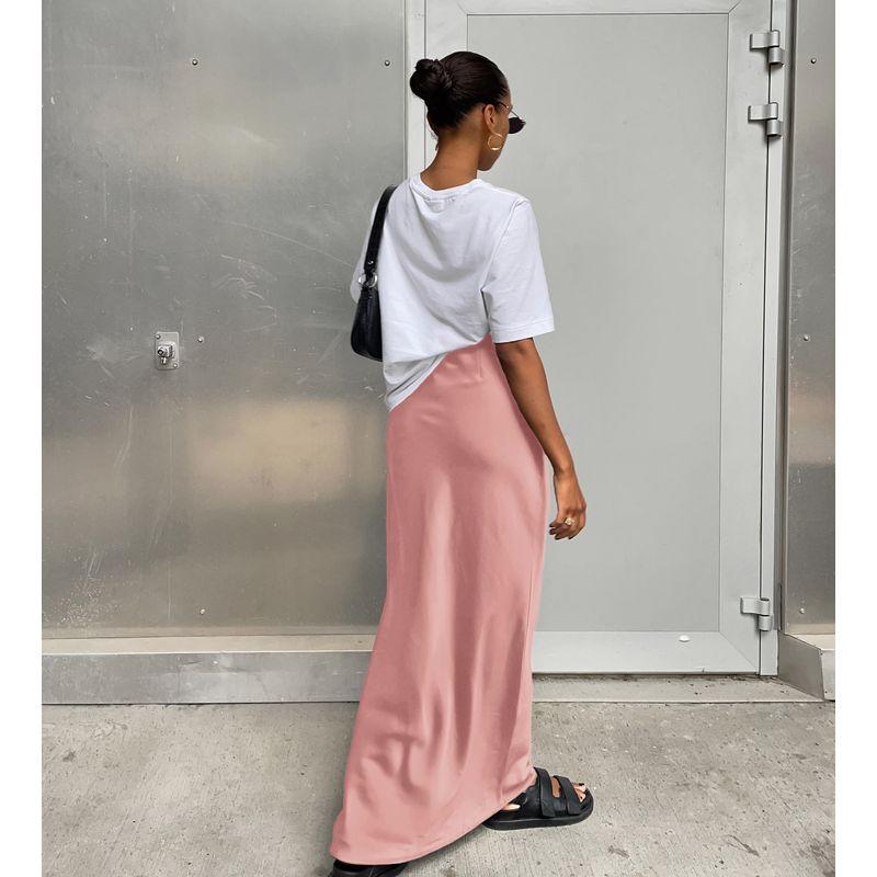 

Юбка миди 2023 года, офисная, атласная, драпированная, длинная Light pink M