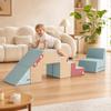 2-Piece Foam Building Blocks for Toddlers with Removable Covers, Indoor Climbing and Crawling Play Set, Blue