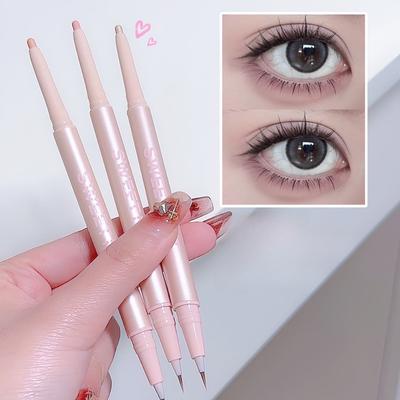 Dreidimensionaler doppelseitiger liegender Seidenraupenstift, natürlich nicht verschmierender, doppelseitiger Schatten-Highlighter und aufhellender Zwei-in-Eins-Eyeliner-Stift