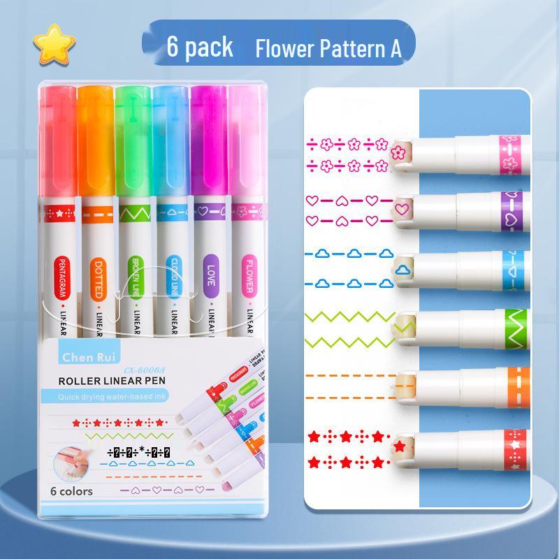 Flower-Shaped Outline Marker: Hand-Painted Lace & Highlight Pen for Students