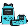 Game Controller Pattern Three Piece Set Rucksacks for Boys Plus Girls Best Gifts 2D Flat Animated School Daily Pack for Children