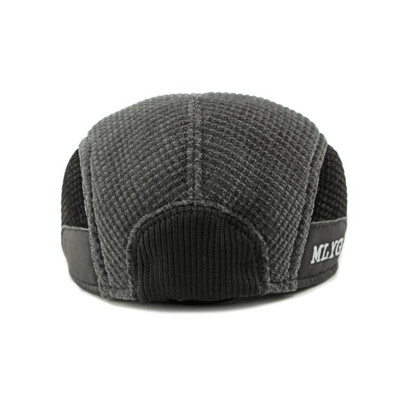Warm Cap for Middle-Aged and Elderly Men's Winter Ear Protection Beret Peaked Cap