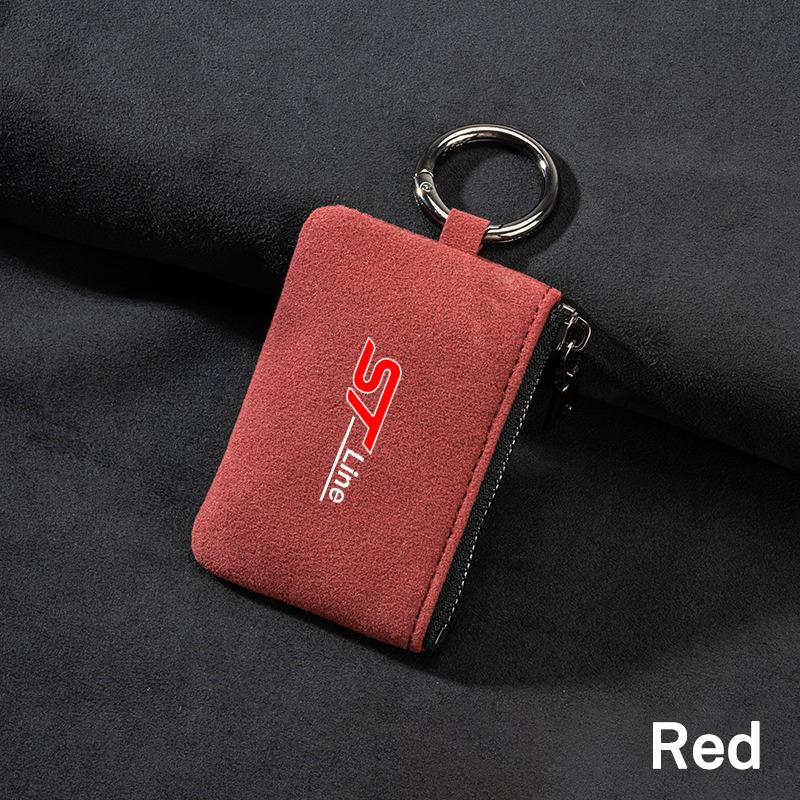 Car Key Bag Suede Coins Wallet Mini Card Pouch For Ford Focus 2 Fiesta Mondeo Fusion Escape Edge Ecosport Kuga ST LINE Accessory