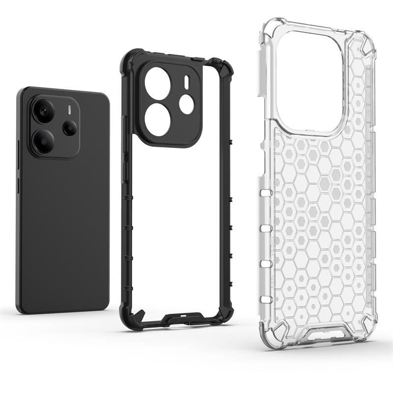 Shockproof Transparent Case For Redmi Note 14 4G Honeycomb Armor Full Back Case Redmi Note 14 4G Case Cover For Redmi Note 14 4G