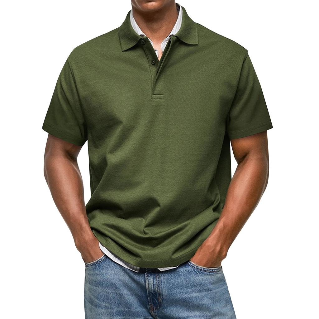 Men's Summer Solid Color Hidden Button Short Sleeve Loose Shirt Men's Casual Fashion Tops