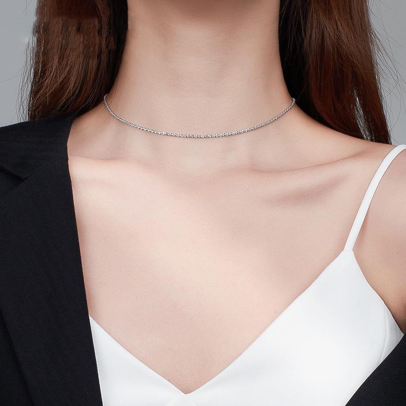 Elegant Sparkling Star Sequin Necklace for Women - Stylish Korean Collarbone Jewelry