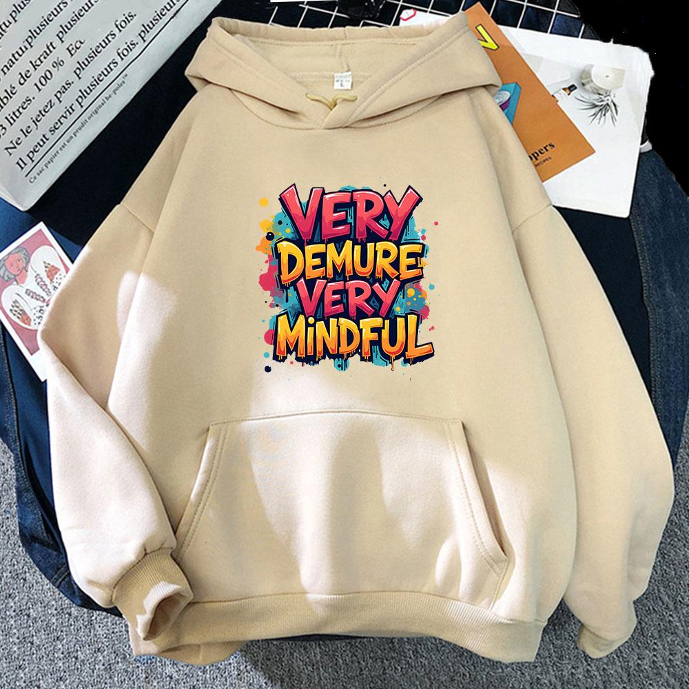 

Very Demure Very Mindful Hoodies for Men Fashion Print Sweatshirts with Hooded Y2k Top Women Clothes Long Sleeved S
