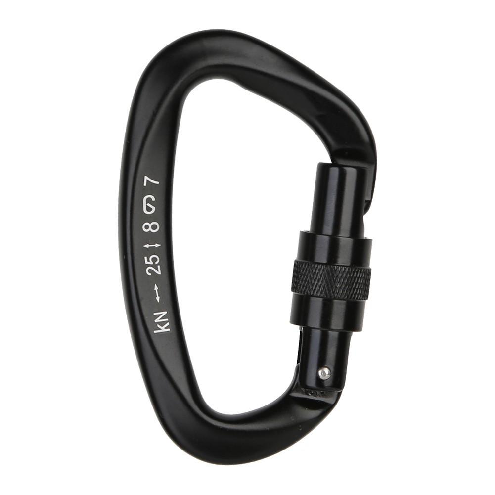 25KN Climbing Carabiner Clip Hook Heavy Duty Aluminum D-Ring Screw Lock Rock
