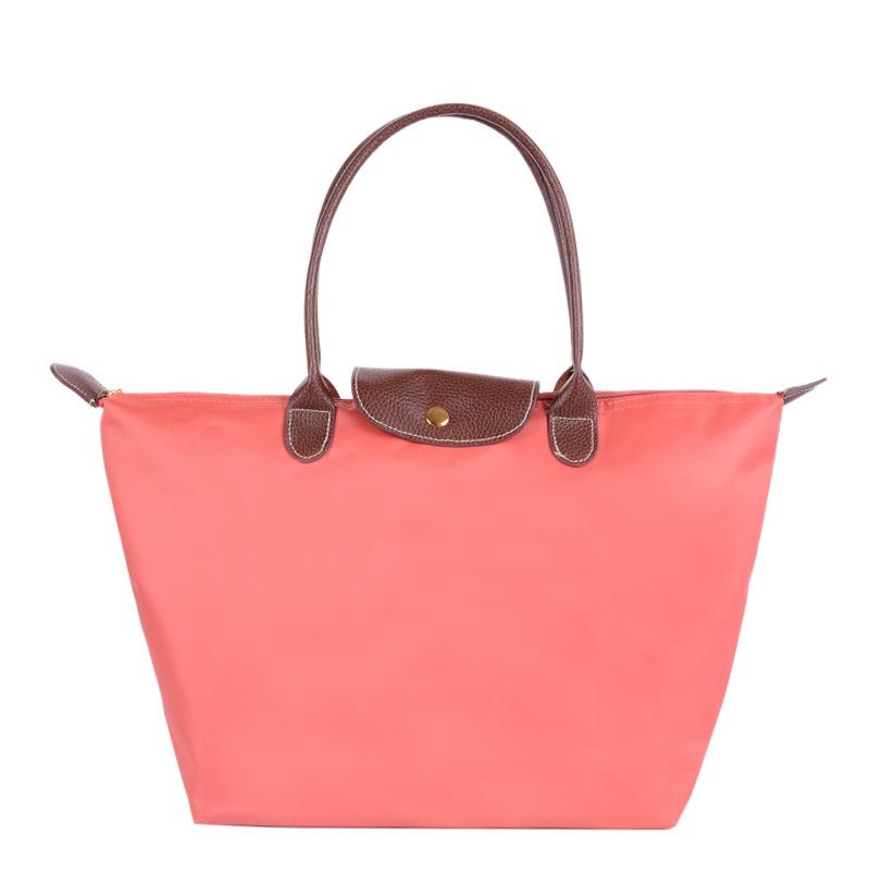 Borsa a tracolla pieghevole in nylon da donna, impermeabile e pratica, borsa portaoggetti per sport, fitness, shopping e regali, colore Rosso Vino, Rosso, Viola