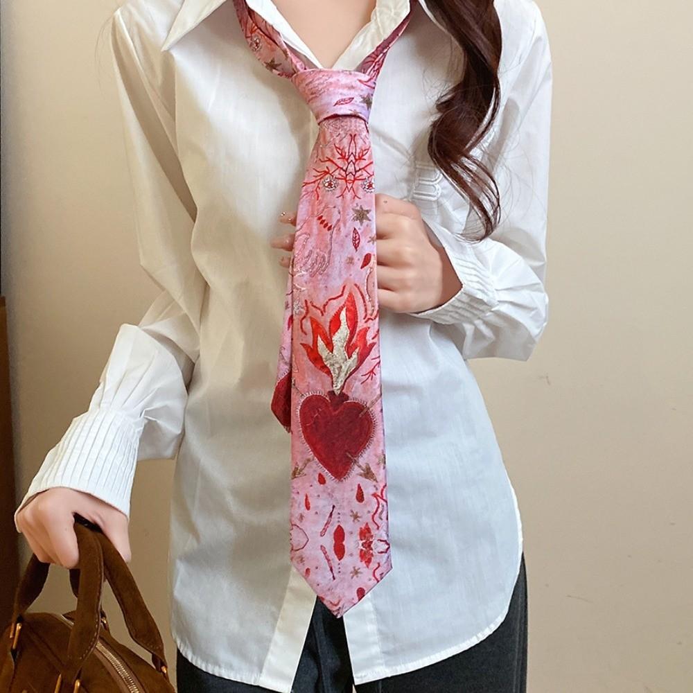 Printing Y2K Neckties Heart Shirt Neckties Fashion Neck Tie  Students