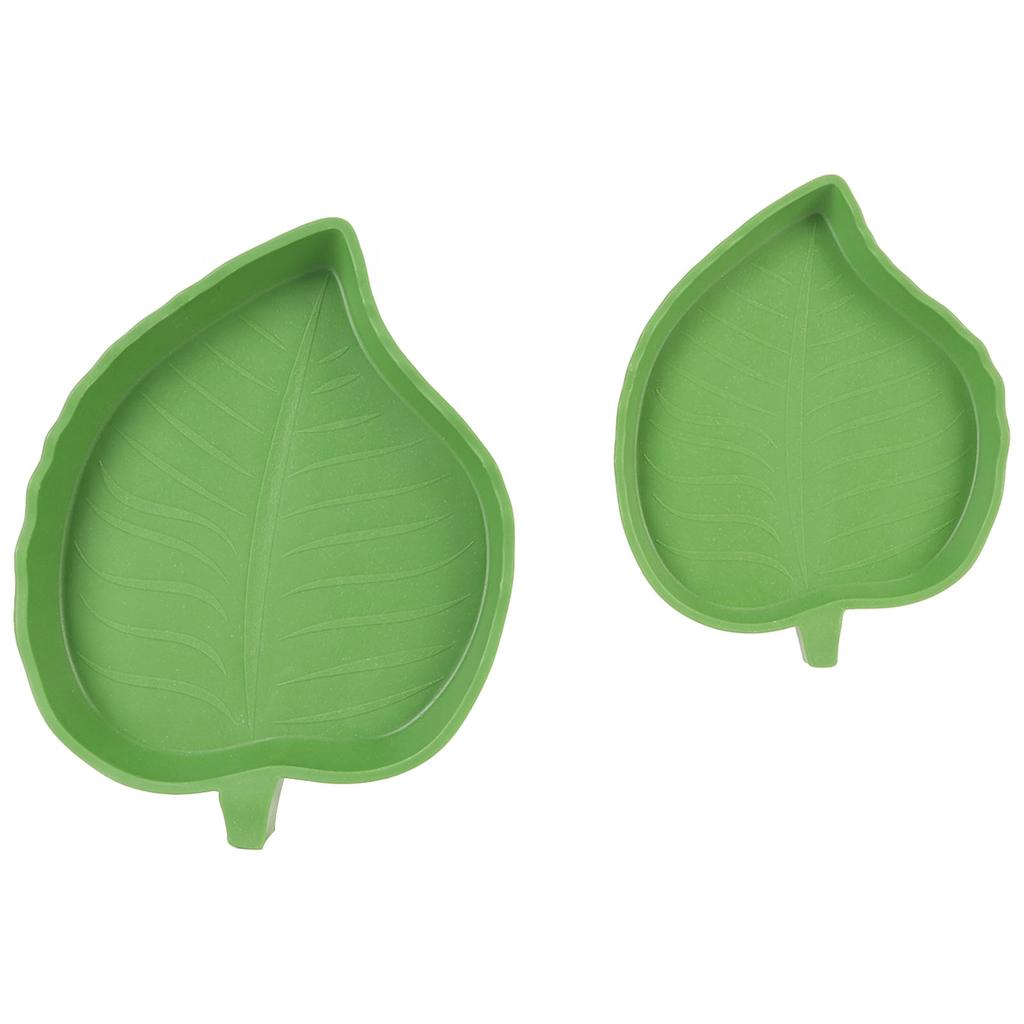 Reptile Food Water Bowl Shallow Burrs Free Leaf Shape Plastic Reptile Dish for Tortoise Lizard Snake