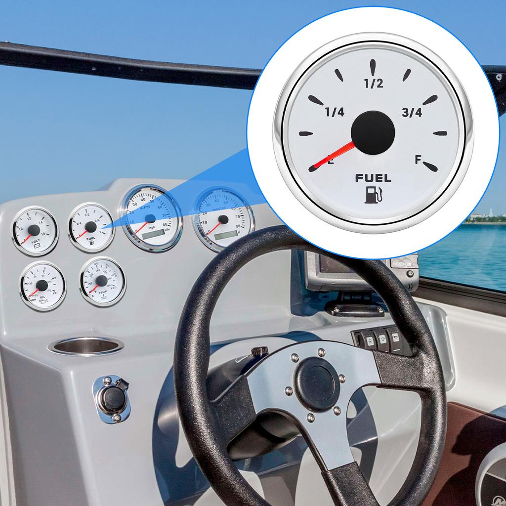 7 Color Backlight 240-33 Ohm 2" 52mm Fuel Level Gauge+Fuel Float Level Sensor Customized Length for Marine Car RV Boat 9-32V