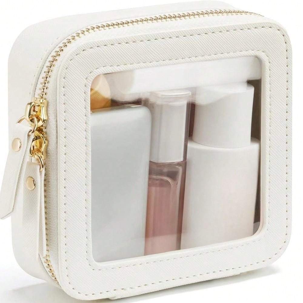 

1pc Clear Small Cosmetic Bag For Purse Clear Mini Makeup Bag For School Cute Clear Make Up Pouch For Travel Tiny Leather White Make Up White Small Transparent PU разноцветный