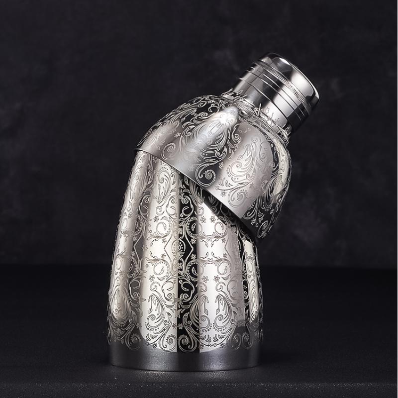 500ml Carven Engraving Vintage Cocktail Shaker Bar Shaker Stainless Steel Cocktail Boston Shaker For Bar Party Home Bar Tool
