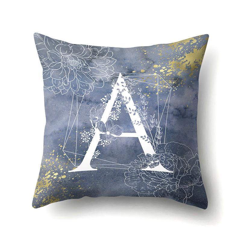 

Polyester Pillow Case Ink and Quicksand Decoration Home 26 English Letter Printed Pillow Cushion Cover No pillow core