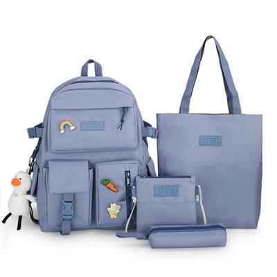4 Pcs Sets Canvas Schoolbags For Teenage Girls Women Backpack Canvas Kids Primary School Bag College Student Laptop Backpacks