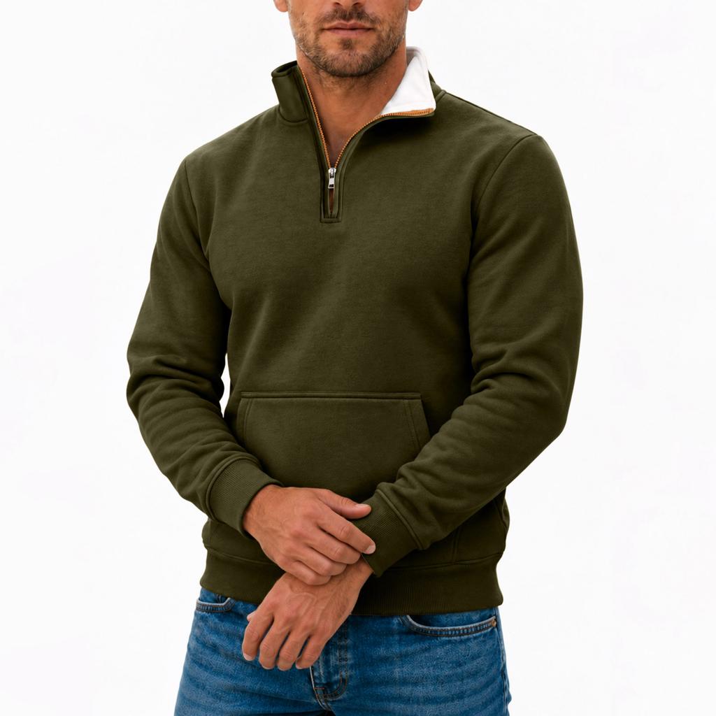 Men's Fall Half-Zip High Neck Long Sleeve Sweatshirt, Casual Pullover for Outdoor and Daily Wear