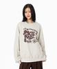 MOZMOZ [Set] Twinkle Oversized Sweatshirt + Corduroy One-Pleat Wide Pants Oatmeal